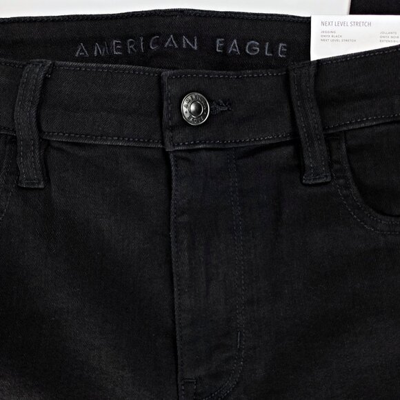 American Eagle Y2K Mid Low Rise Jeggings Black Skinny Jeans 12 Stretchy Slimming - Picture 4 of 12